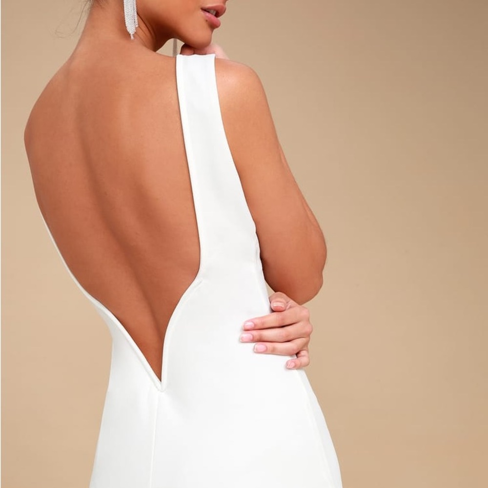 So Stunning White Backless Midi Dress
